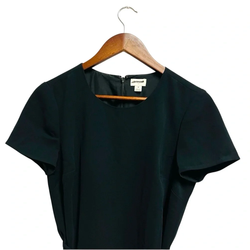 J.Crew Short-sleeve belted suiting dress In Black Size 4
